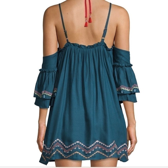 Red Carter Blue Embroidered Cold-Shoulder Swim Cover-Up Dress Size Medium NWT - Picture 2 of 7
